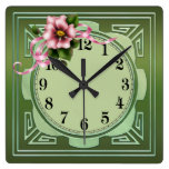 Green Floral Wall Clock