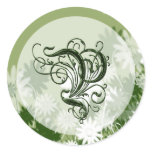Green Floral Wedding Monogram P Seal stickers