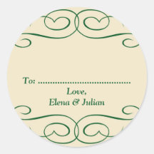 Green florish custom Christmas holiday gift tag Stickers