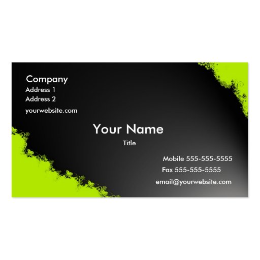 Green Flourish Business Card (front side)