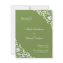 Green flourish classy scroll wedding save the date invitation