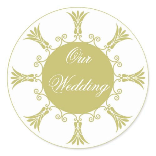 Green Flourish Design-Our Wedding Classic Round Sticker