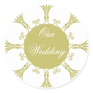 Green Flourish Design-Our Wedding sticker