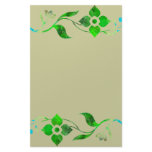 Green Flower Border Custom Stationery