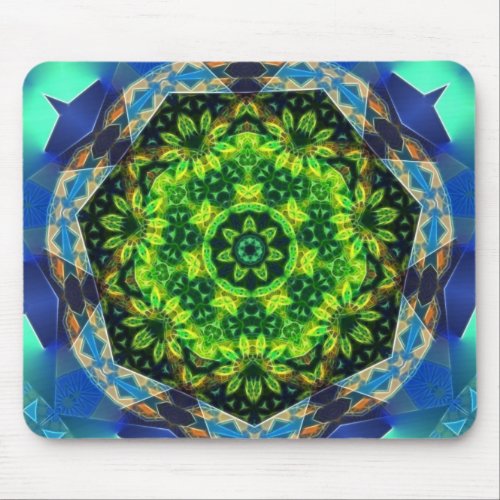 Green Flower Circle Geometric Mandala Mousepad mousepad