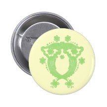 Green Flower Owl Button