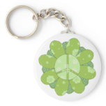 Green Flower Peace Sign Keychain