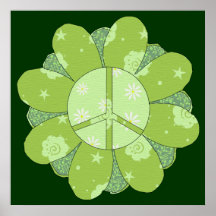 Green Flower Peace Sign Print