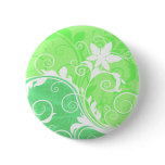 Green Flower Silhouette Button