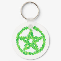 Green Flowered Pentacle keychains by triplegoddess Green Flowered Pentacle keychains