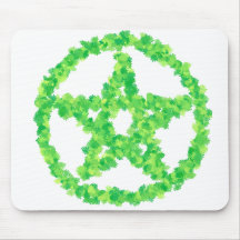 Green Flowered Pentacle Mouse Pads