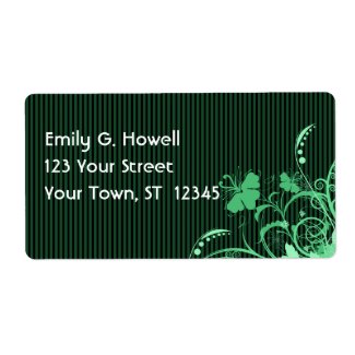 Green Flowers Avery Label label