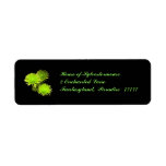 Green Flowers on Black Address Labels