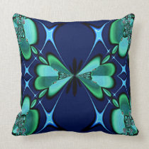 Green Flowers on Navy American MoJo Pillows