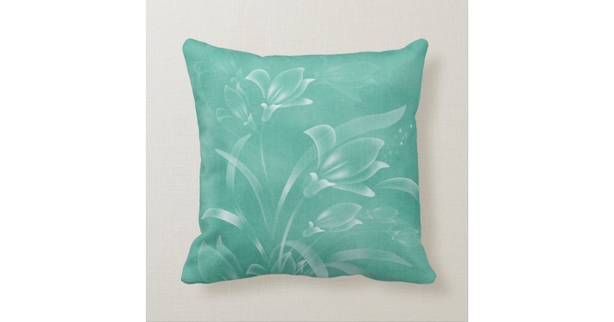 Green Flowers Pillow Zazzle