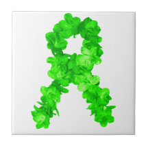 Green Flowers Ribbon Ceramic Tiles