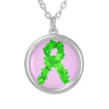 Green Flowers Ribbon Necklaces