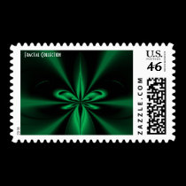 Green Fly Fractal Postage Stamp stamps