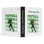 Green Football Player T-shirts and Gifts 3 Ring Binder