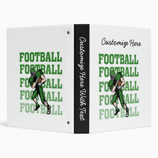 Green Football Player T-shirts and Gifts 3 Ring Binder