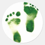 green footprint round sticker