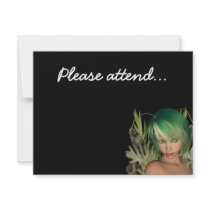 Green Forest Fairy 3D Close-Up invitations by VoXeeD Green Forest Fairy 3D Close-Up invitations