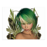 Green Forest Fairy 3D Close-Up Postcard