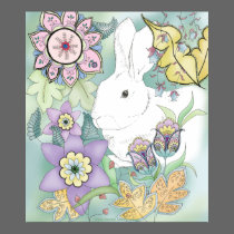 Green Forest Rabbit Poster posters