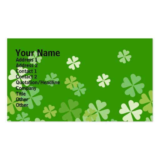 Green Four Leaf Clovers Design Business Cards
