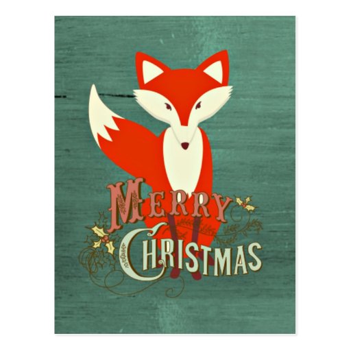 Green Fox Merry Christmas Card Postcard Zazzle