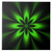 Green Fractal Flower Tile