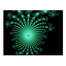 Green Fractal Islands on Black - abstract art Postcard