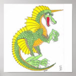 Green Frilled Dragon Poster