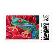 Green Frog Animal Art Painting - Multi postage