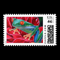 Green Frog Animal Art Painting - Multi postage