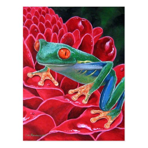 Green Frog Animal Art Painting - Multi Postcard