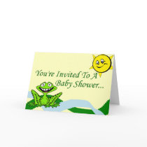 Green Frog Baby Shower Invitation cards by bizarretees Green Frog Baby Shower Invitation cards