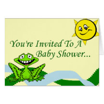 Green Frog Baby Shower Invitation Greeting Cards