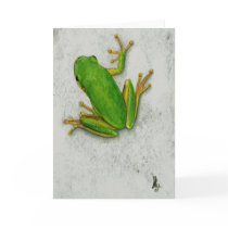 Green Frog Blank Greeting Card