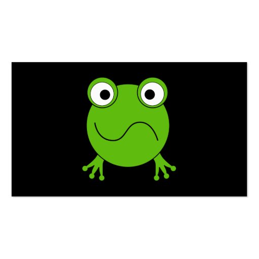 Green Frog. Looking confused. Business Card Template (back side)