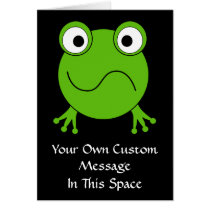 Green Frog. Looking confused. Greeting Cards