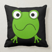 Green Frog. Looking confused. Throw Pillows
