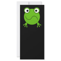 Green Frog. Looking confused. Custom Rack Cards