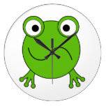 Green Frog. Looking confused. Round Clock