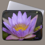 green frog on a lily laptop sleeves