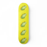 Green frog on yellow background watercolour skate boards