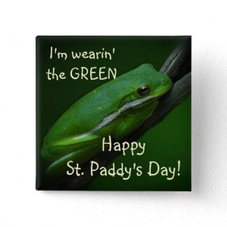 Green Frog St. Patrick's Day Button button