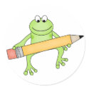Green Frog with Pencil stickers