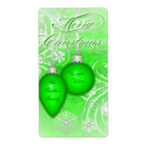 Green Frosted Flourishes Holiday Wine Label