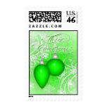 Green Frosted Flourishes Winter Postage Stamp